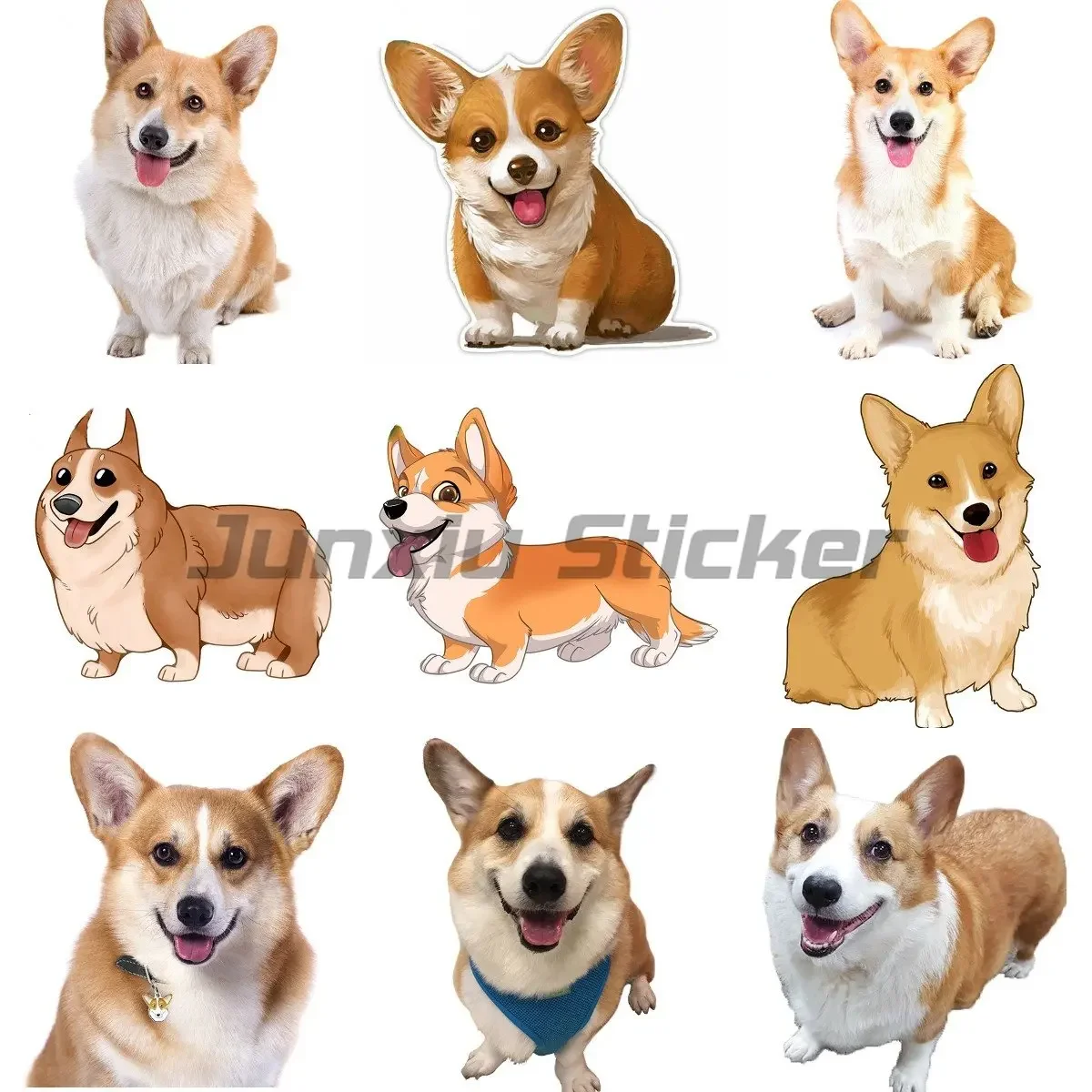 

Cute Pembroke Corgi Dog Car Wall Helmet Sticker Laptop Stickers Desk Decals Window Wall Auto Car Sticker Decal Cover