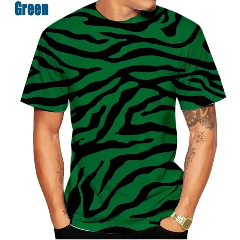 Summer Hot Sale 3D Tiger Stripe Men\'s/women\'s T Shirt 3D Printing Short-sleeved Round Neck Men\'s Tops