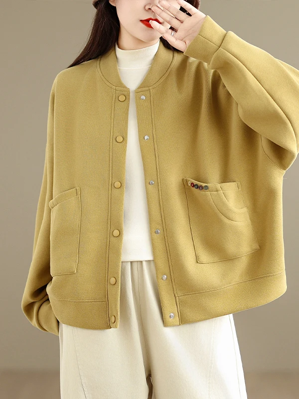 

Свободный женский вязаный хлопковый свитер-куртка, длинный рукав, повседневный, в стиле бейсбол, верхняя одежда, большие размеры, удобный топ