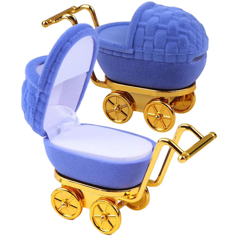 

2pcs Cart Shaped Jewelry Box Plastic Storage Ring Holder Organizer Gift For Women Valentine Wedding Engagement