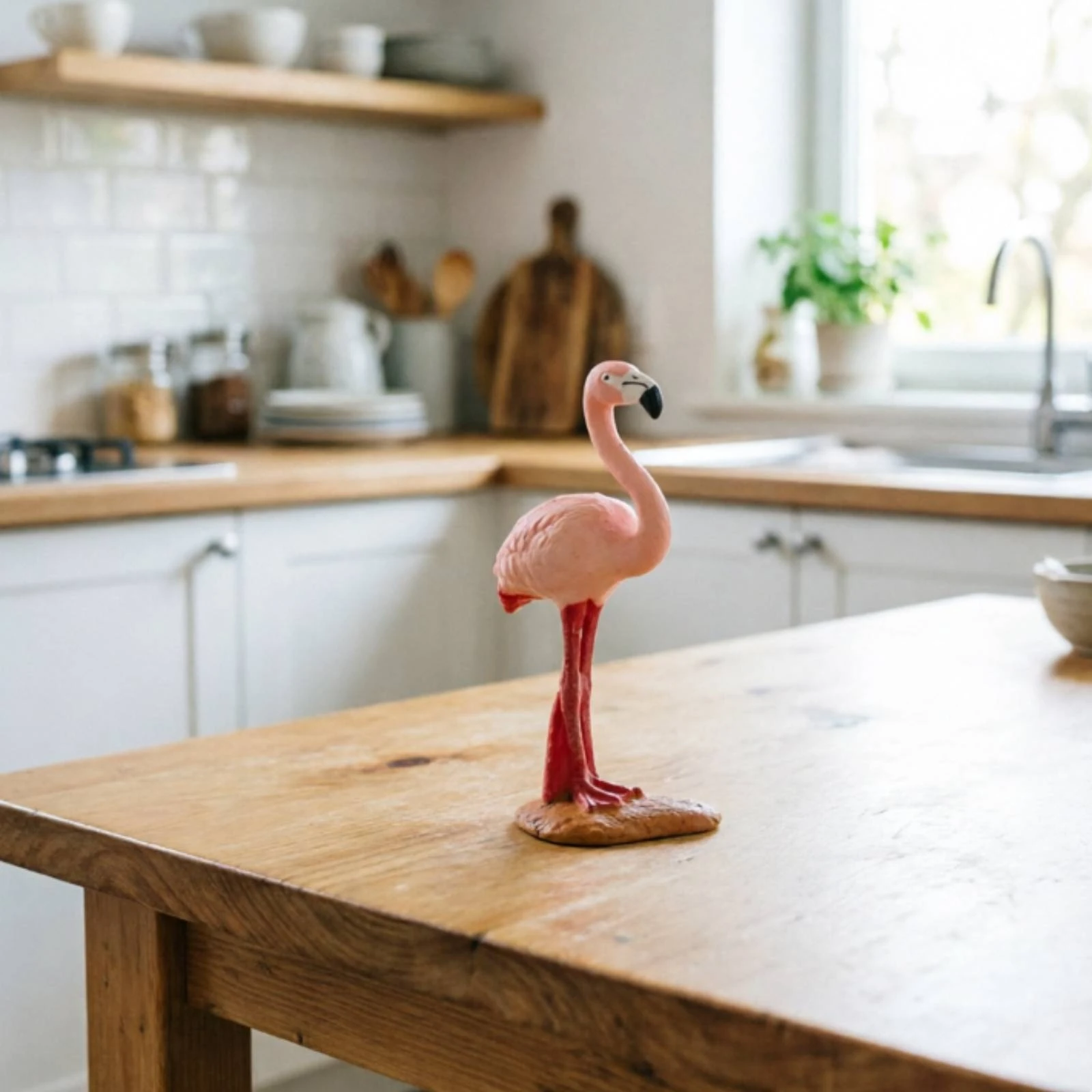 Flamingo Figurine Miniature Flamingo Figurine with Base Bird Figure Textured Animal Model Cute for Collectors, Shelf, Desk view 6