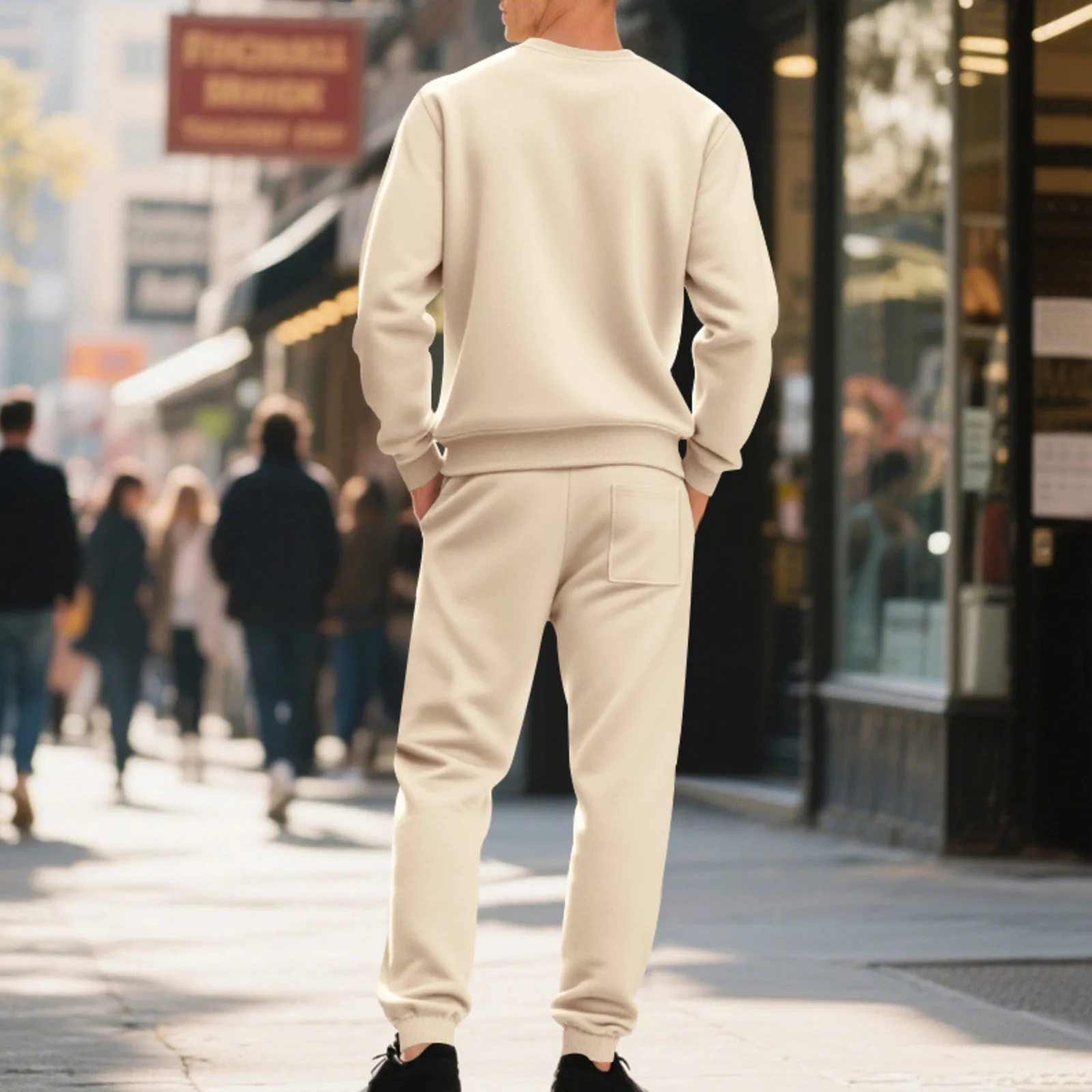 أزياء الرجال البلوز مجموعة الشتاء الدافئة أفخم جولة الرقبة البلوز السراويل الطويلة قطعتين مجموعة عارضة فضفاض بلون وتتسابق #6