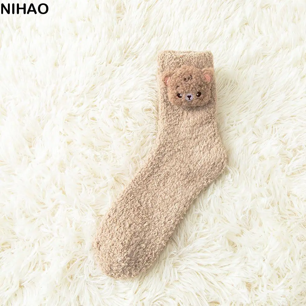 

Thick Comfortable Korean Style Penguin Bear Three-dimensional Cartoon Hosiery Women Frog Socks Floor Socks Coral Fleece Socks
