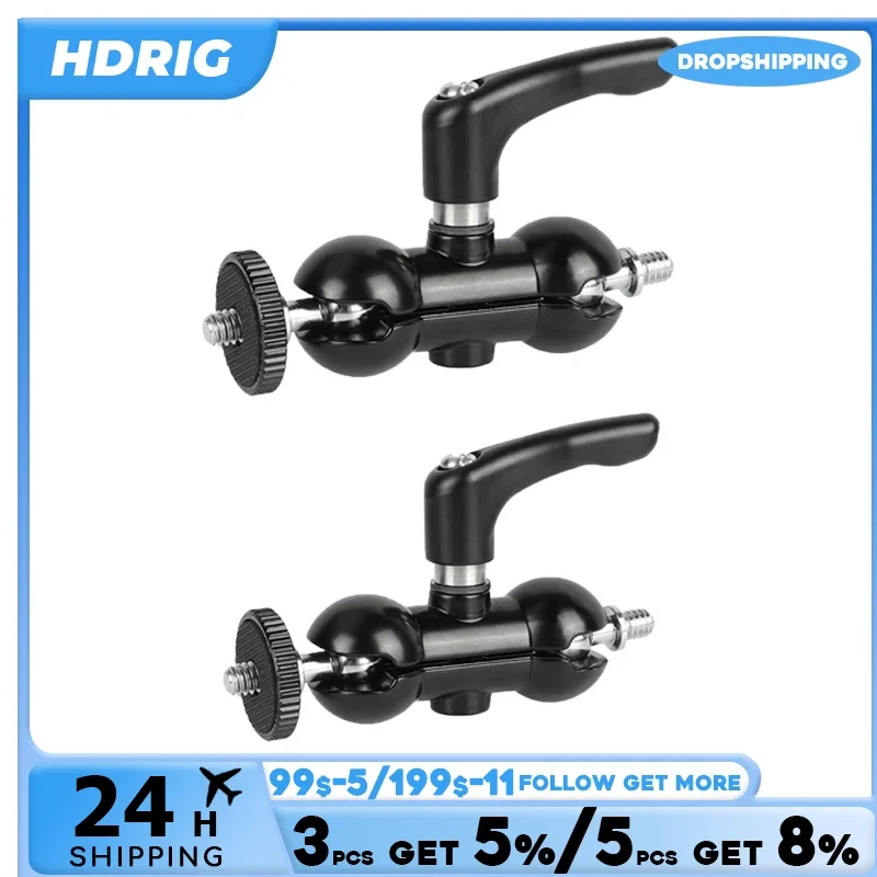 HDRIG Upgraded Ball Head Mount Double-end 1/4