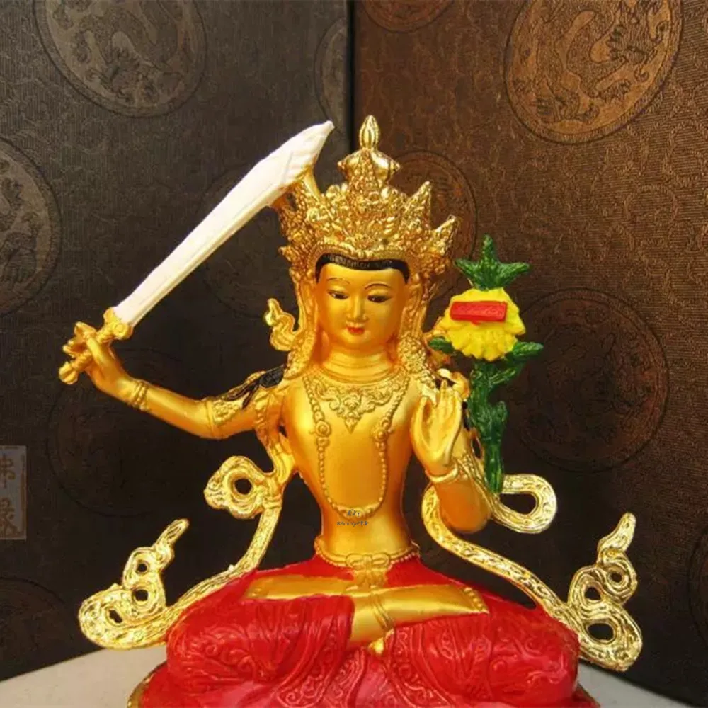 Alloy Zinc Multi-color 14.8cm Buddhist Manjushri Buddha Statue , Relijious Buda Ornaments for Room