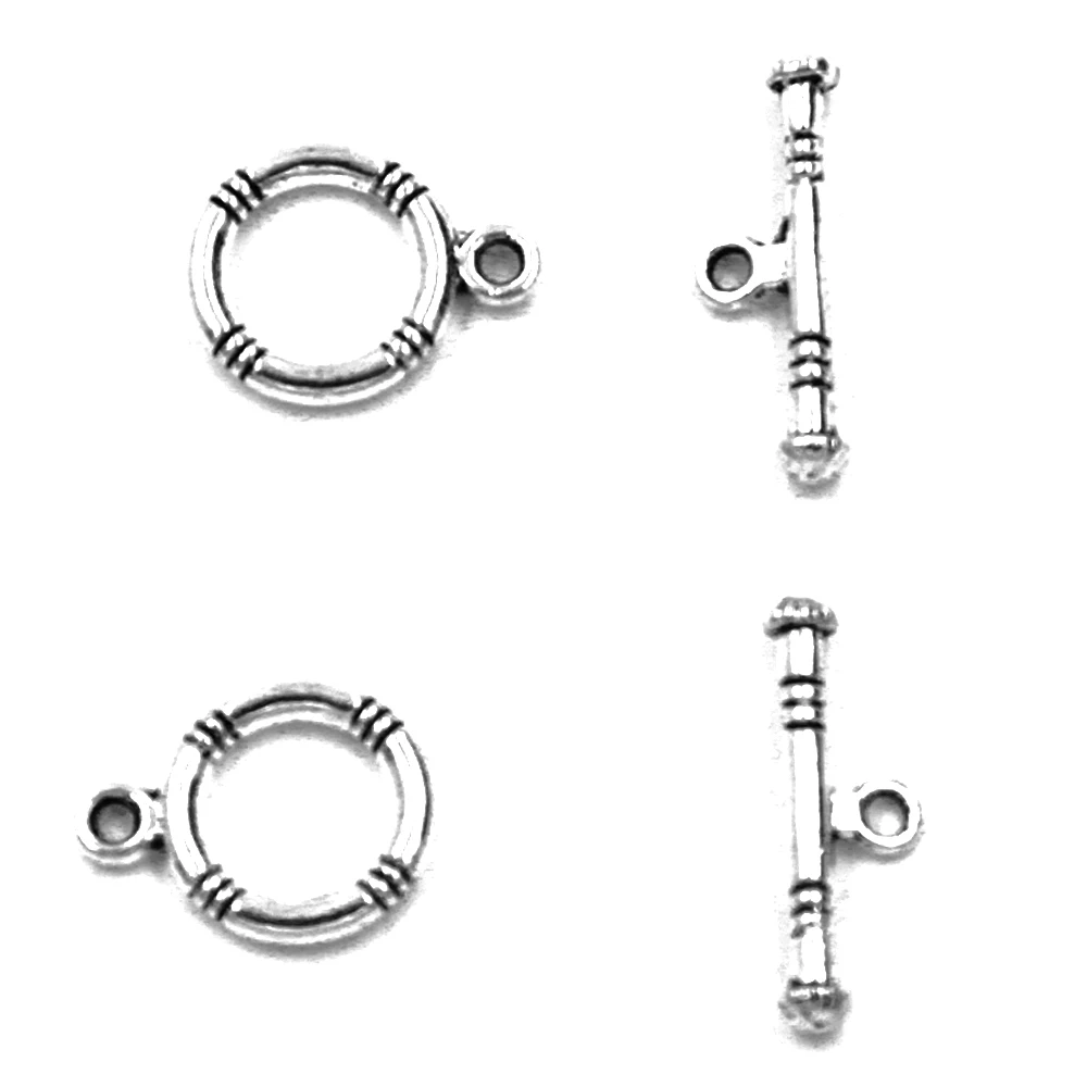 10 Sets klassische Toggle OT-Verschlüsse, silberfarben, für Charms, Armbänder, Schmuck, DIY, 16 x 12 mm – Detail 1