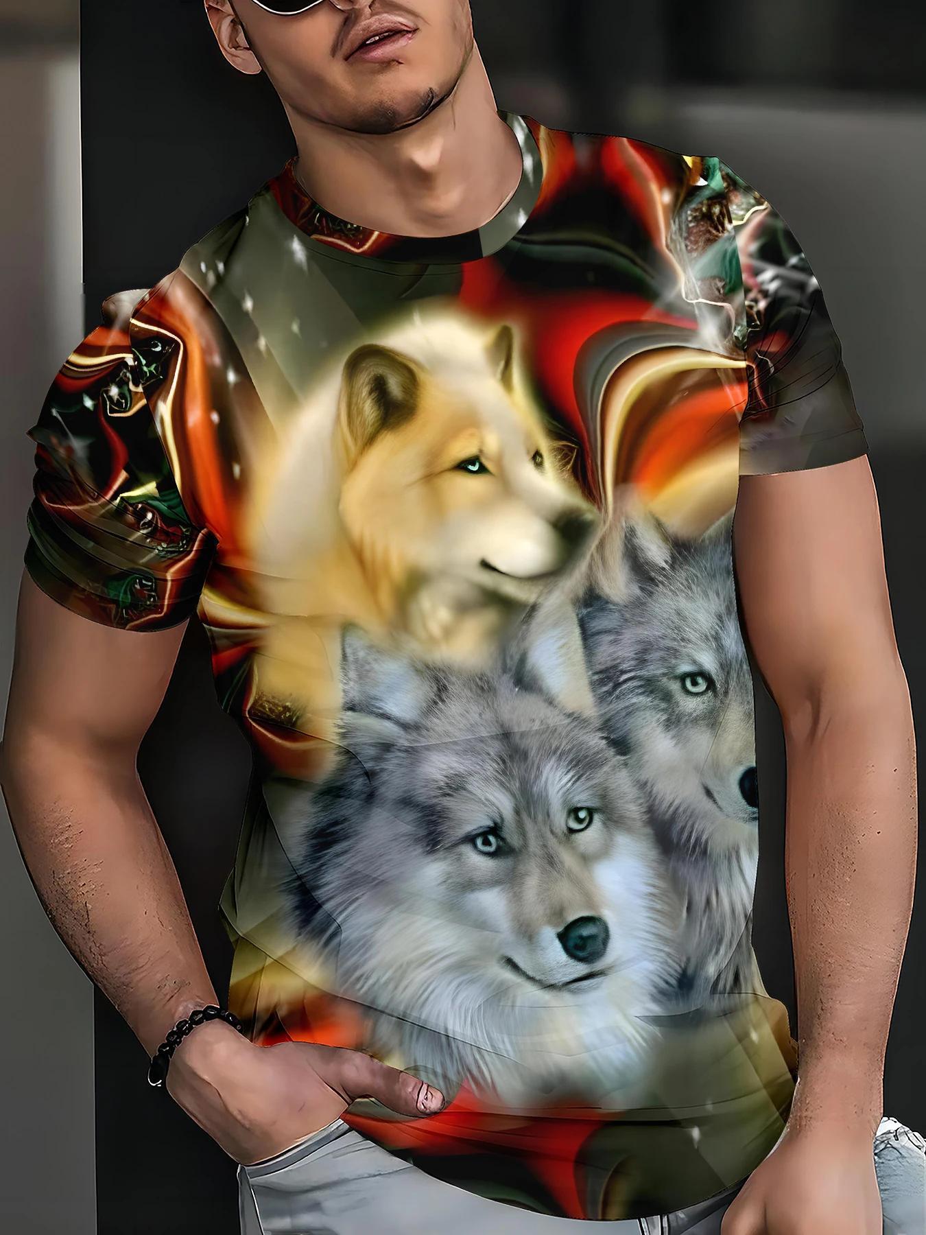 

Men's 3D Digital Printed Casual T-Shirt, Fashionable and Breathable Top