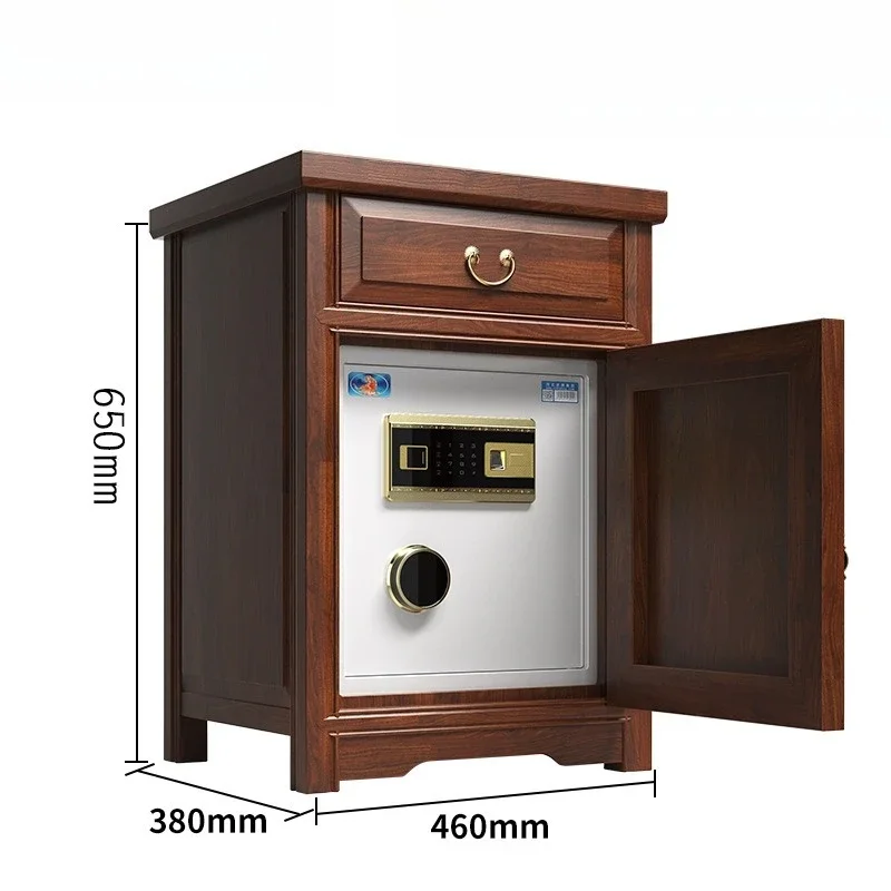 Safe Household Solid Wood Bedside Table 65CM Old Elm Drawer Safe