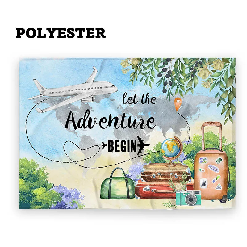 Avezano Photography Background Adventure Travel World Suitcase Airplane Birthday Party Backdrop For Photo Studio Photocall Props