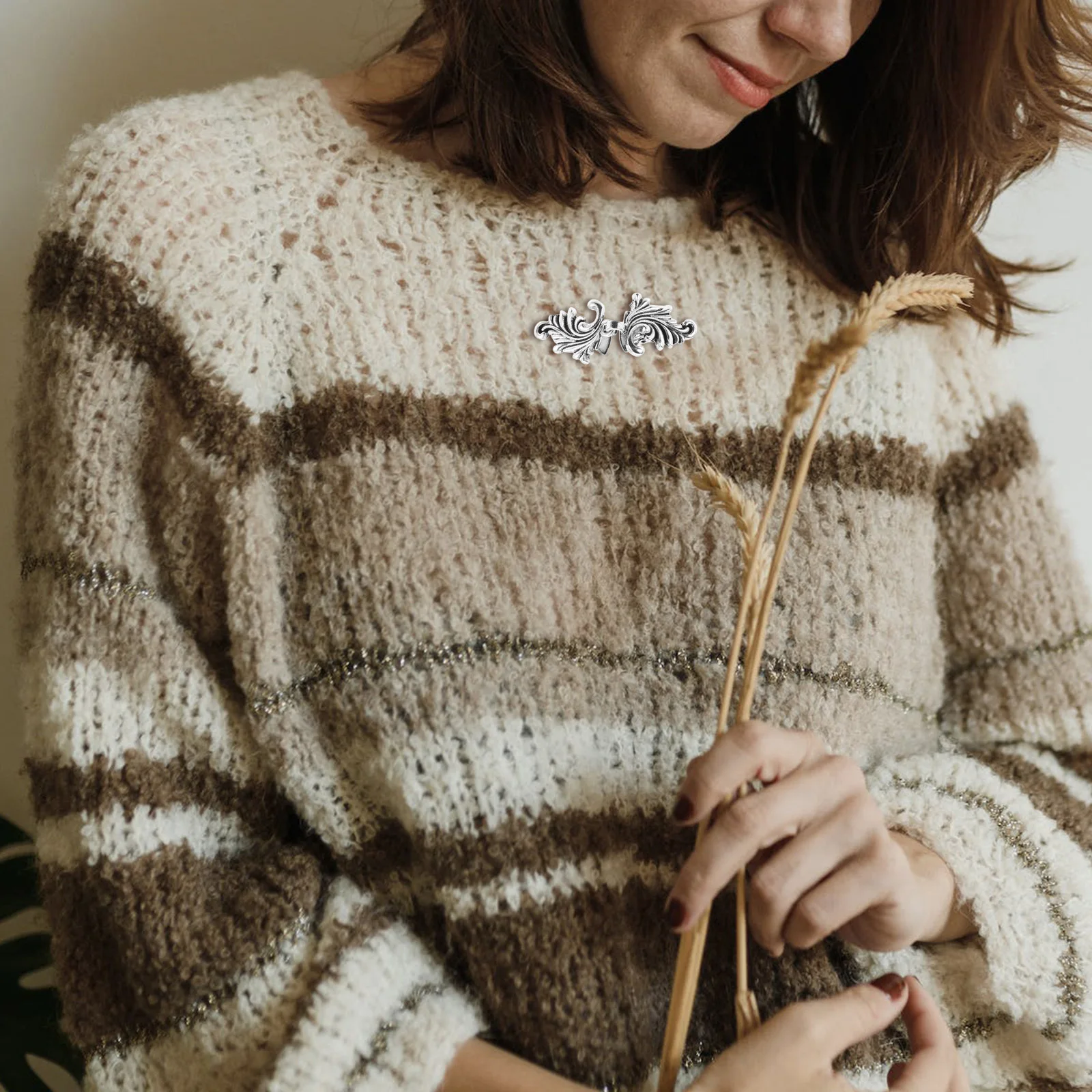 2 stücke Strickjacke Mantel Clips Vintage Pullover Schal Verschlüsse Metall Kleidung Zubehör Für Frauen Retro Cinch Clip Dekorative Schal