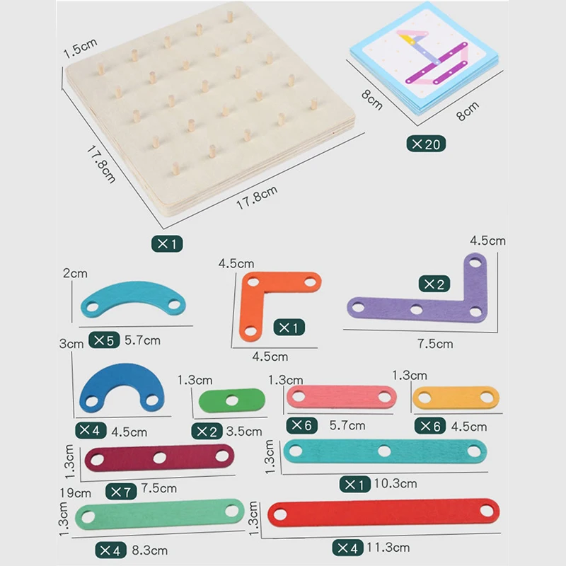 Cartes géométriques Pegboard pour enfants, jouets de puzzle pour bébés, jeux d'apprentissage précoce, document de forme créative