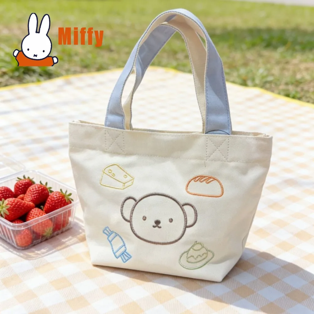 Kawaii Miffy Tote Cute Hand Bag Strawberry Pear Embroidery Fruit Flower Top-Handle Lunch Storage Shopping Picnic Purse Gift
