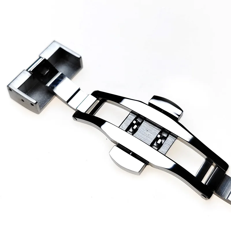 16mm 18mm 20mm 22mm Stainless Steel Butterfly Watch Buckle Double Press Fold Watch Clasp Replacement for Silcone Watch Strap