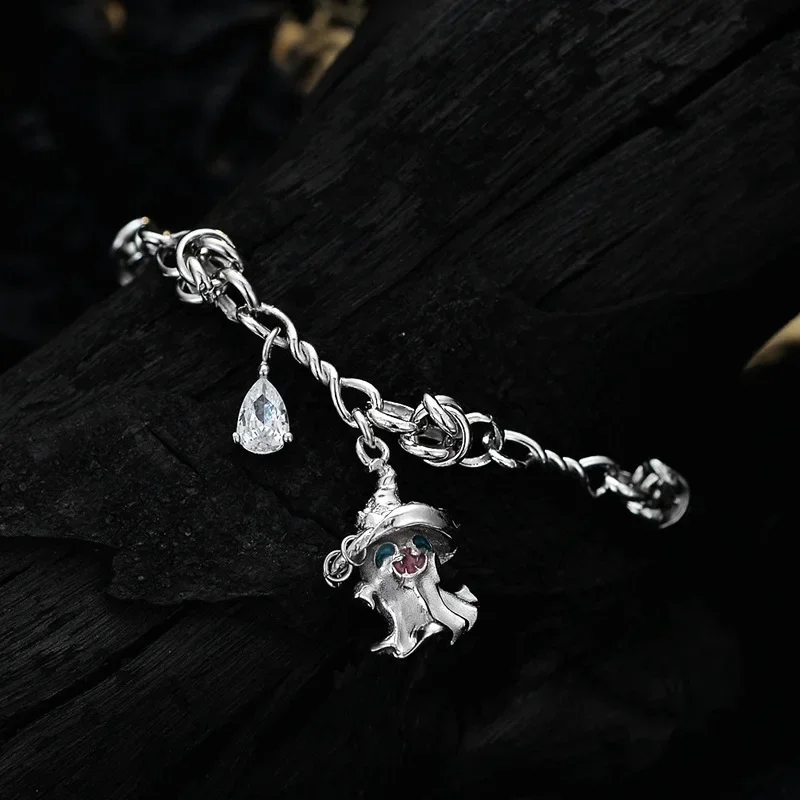 

Youth of Vigor Solid 925 Silver Irregular Links CZ Accent Sprite Charm Statement Bracelet Y1S2B21002