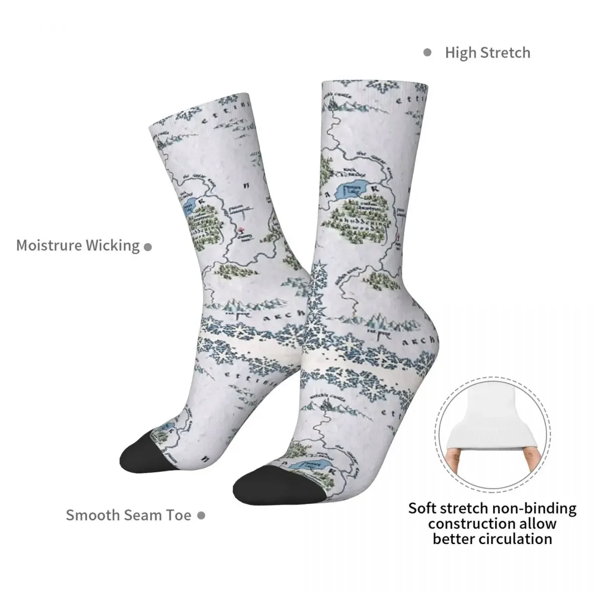 Narnia Map - Chronicles Of Narnia Socks Harajuku High Quality Stockings All Season Long Socks Accessories for Unisex Gifts