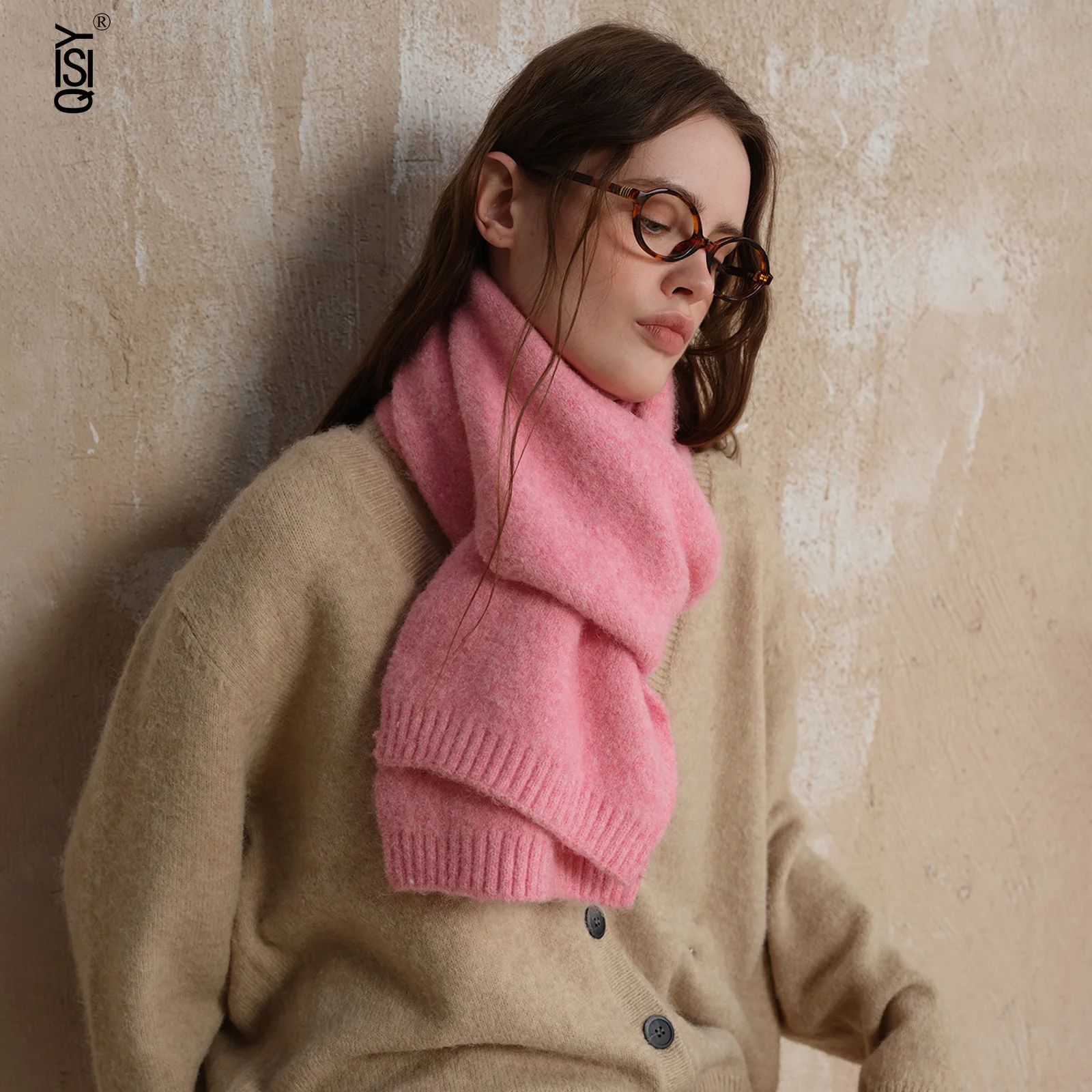 

Soft and High-end Atmosphere Wool Solid-color Knitted Scarf, Fashionable Winter Scarf for Women, Long Woolen Scarf