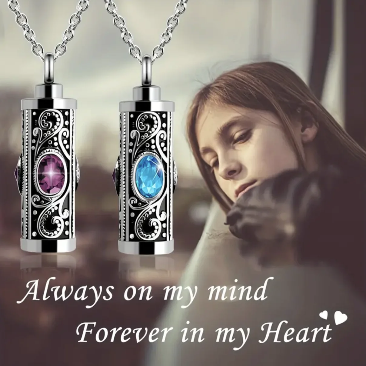 Cremation Urn Necklace for Ashes Stainless Steel Memorial Pendant