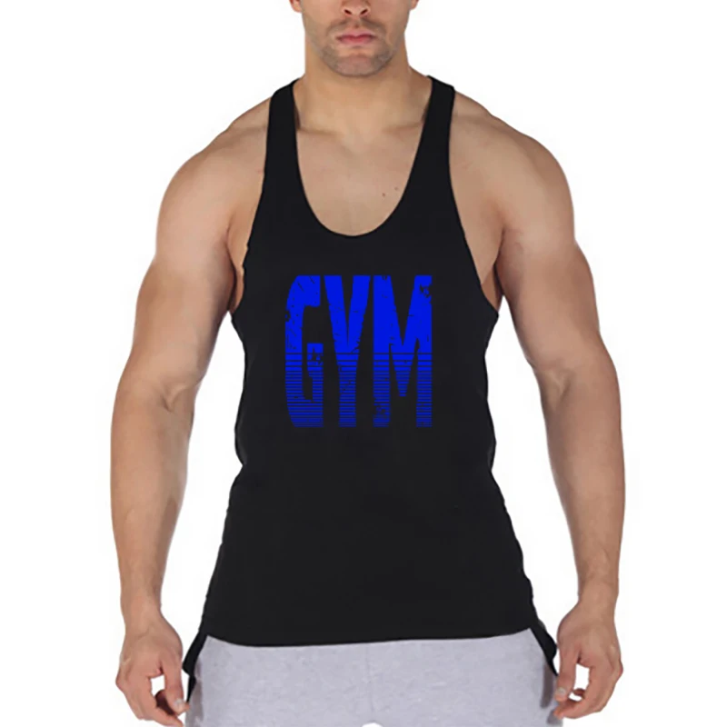 Gym Fitness Clothing Mens Casual Y Back Stringer Singlets Cotton Bodybuilding Tank Tops Summer Breathable Absorb Sweat T-shirts