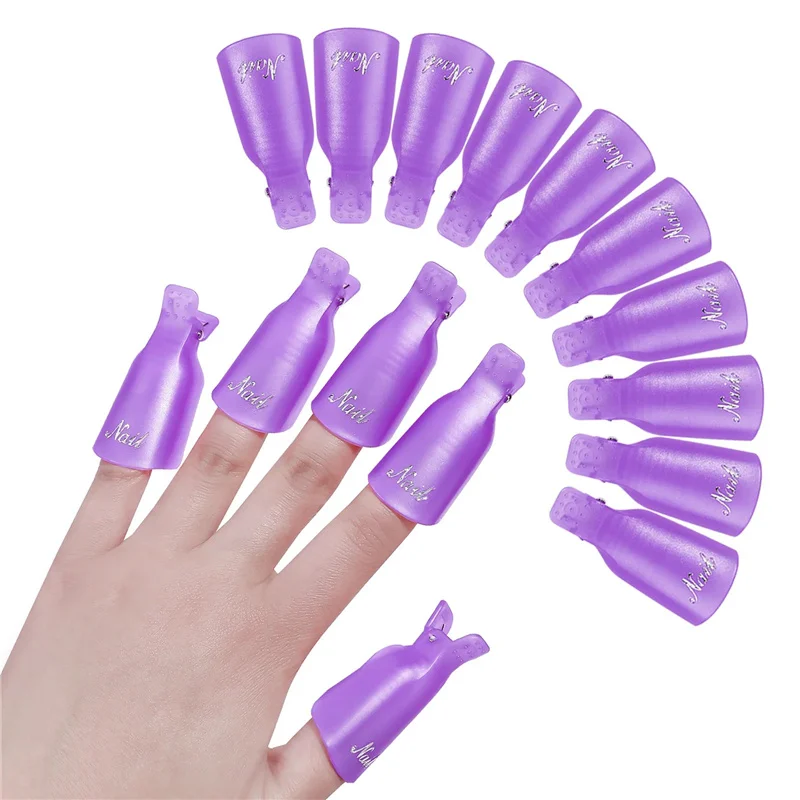 10Pcs Plastic Acrylic Nail Art Soak Off Cap Clip UV Gel Polish Remover Wrap Tool Gel Nail Polish Remover Clips DIY Nails Clean view 2