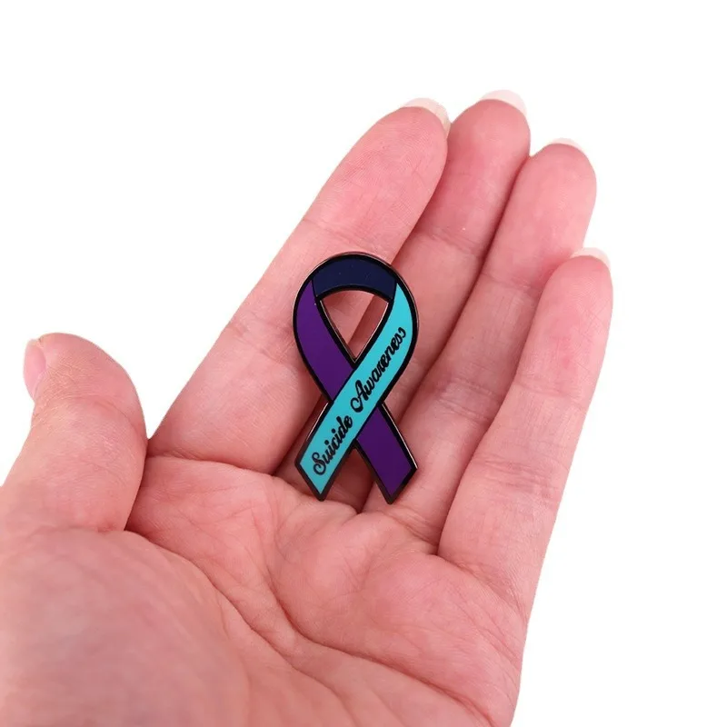 Personalized Suicide Awareness Ribbon Brooch Fashion Metal Badge Mental Health Accessories Doctor and Patient Jewelry Wearing