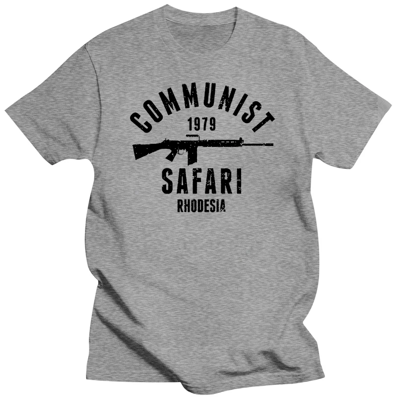 Rhodesia 1979 Commie Safari Black Ink T-Shirt Harajuku Design T Shirt WomenMen Style Skate Clothing