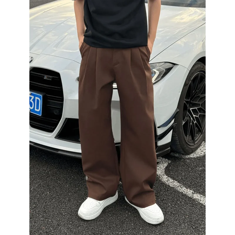 

Мужские брюки Maillard Brown Drapey Sabre - Cut Trousers Spring Autumn High - End Sense Straight - Широкие повседневные брюки