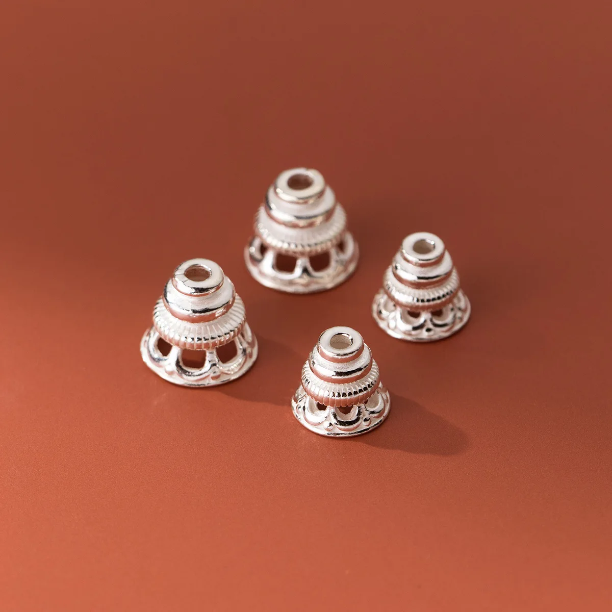 925 Sterling Silver Vintage Flower End Cap 6x6mm Handmade Ornament Bead Caps Spacer DIY Jewelry Making Accessories For Bracelets