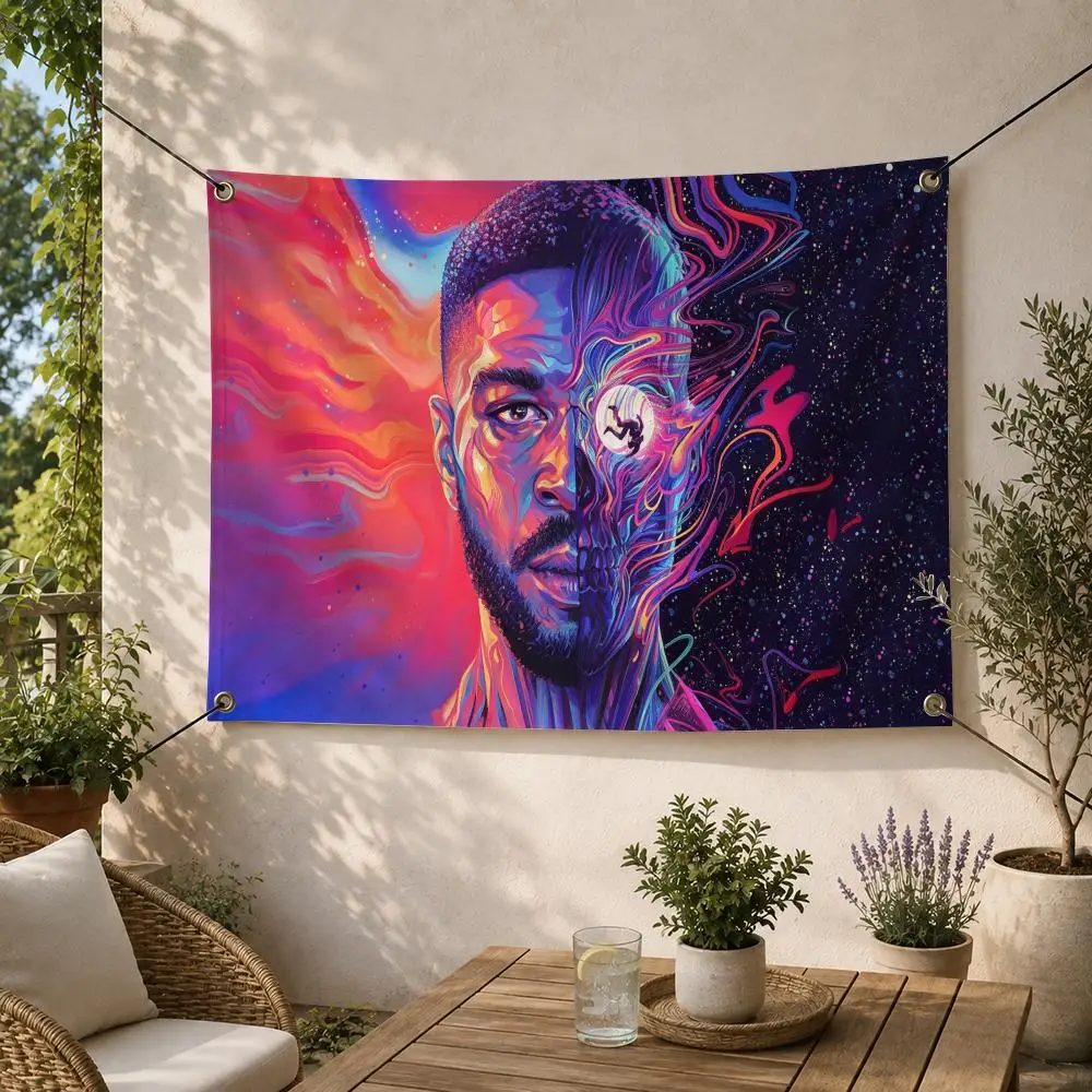 Rapper HipHop Icon K-Kid Cudi Music Flags Decorative Flag Banner for Outdoor Garden Yard Camping Party Home Wall Hanging Decor
