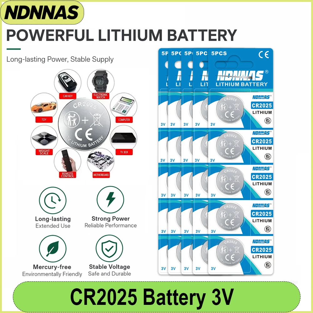 2-50Pcs CR2025 3V Lithium Battery ECR2025 DL2025 BR2025 High Performance Button Cell for Car Remote Watch Motherboard Scale
