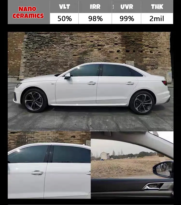 Width100cm IR100%  2 MIL HD Thermal insulation Nano ceramic film car window film Household glass film multi-light transmission
