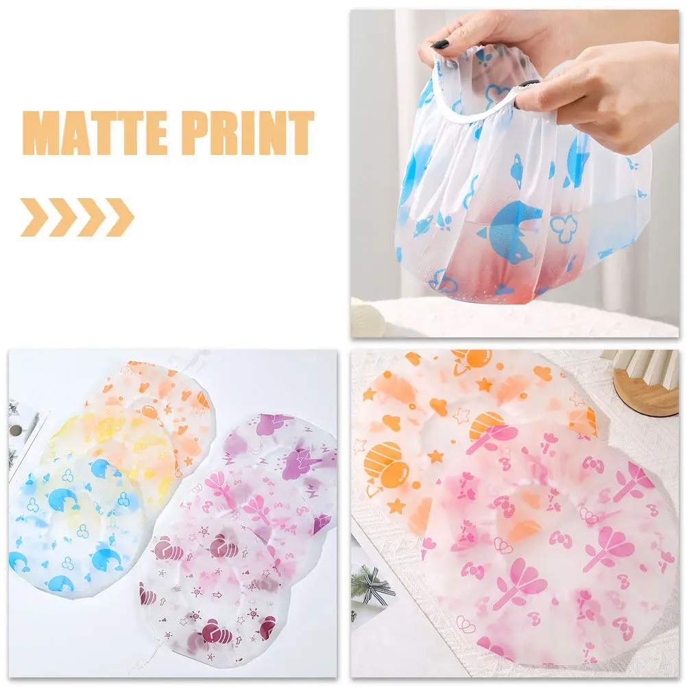 30Pcs Waterproof Shower Caps Reusable Elastic Fit Various Head Sizes Flower Print Shower Hair Caps for Women Kids Boys Girls
