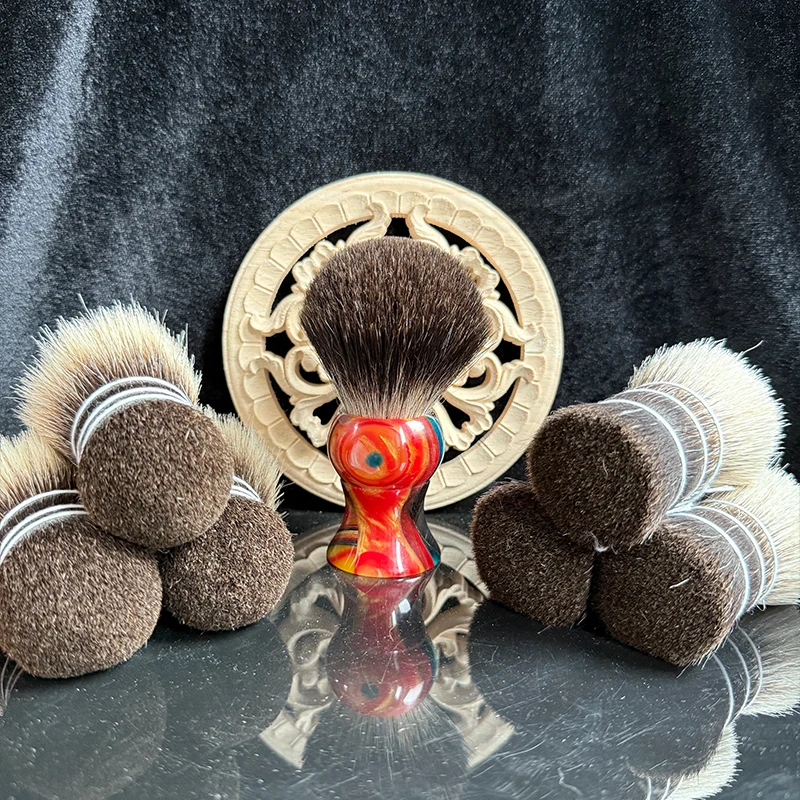 Щетка для бритья GDMG BRUSH SHD, натуральные черные волосы, узелковая или веерообразная форма, инструмент для барбершопа с пеной.