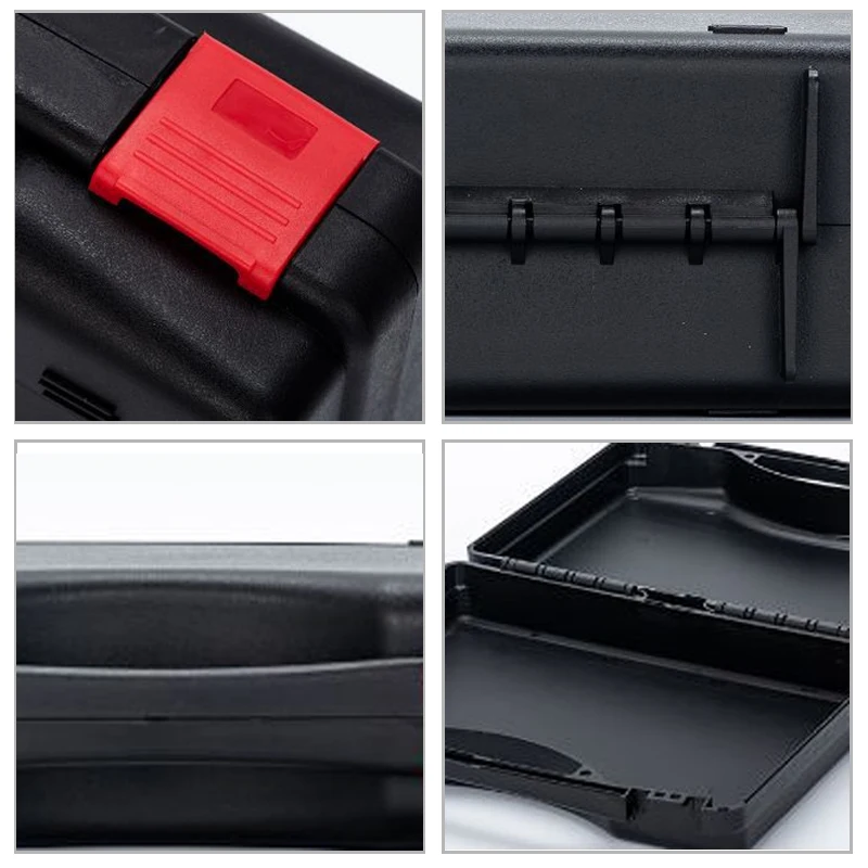 สีดํากล่องเก็บเครื่องมือกระเป๋าเดินทางพลาสติกแบบพกพาชิ้นส่วนฮาร์ดแวร์อเนกประสงค์กล่องซ่อมเครื่องมือสกรูOrganizerกรณี