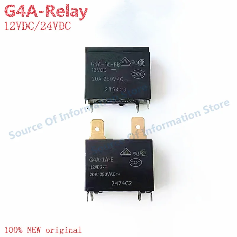 5Pcs G4A-1A-E/PE 12VDC 24VDC Power Relay 4-Pin 20A  DC Voltage for Electronics