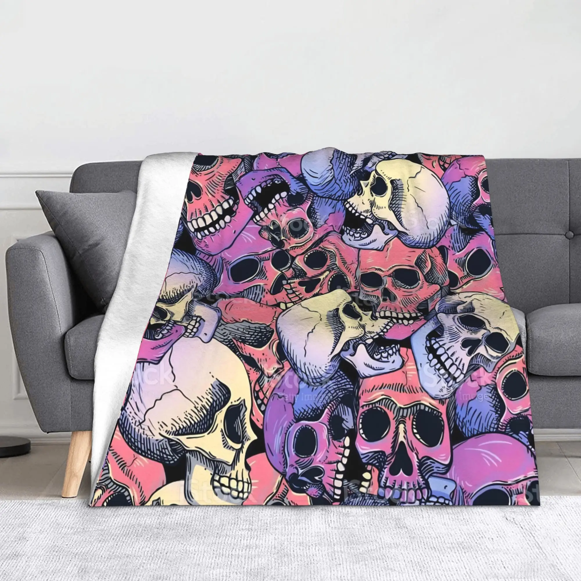 Gothic Skull Halloween Blanket Flannel  Ultra-Soft Throw Blankets for Home Couch Bedspread
