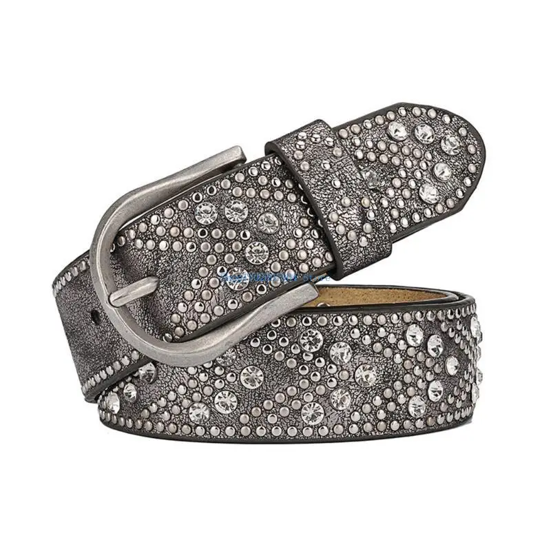 

N7YF Glitter Waist Belt Shinning Belts for Adult Unisex Temperament Shinning Studded Waist Strap for Jeans Dress