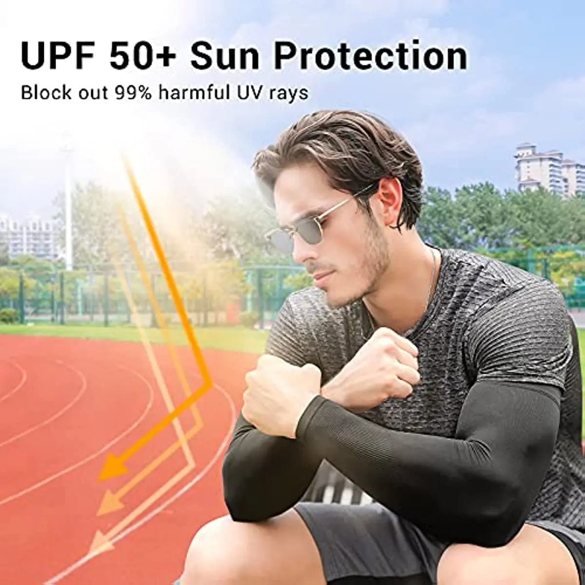 OutdoorEssentials UV Sun Protection Compression Arm Sleeves Tattoo Cover Up Cooling Athletic Sports Sleeve for Football