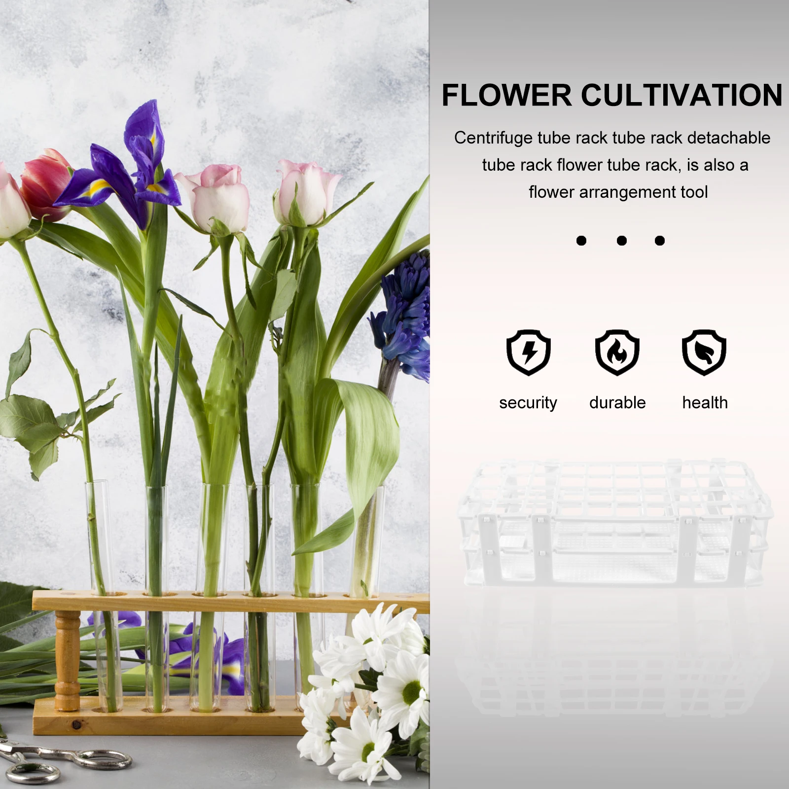

Storage Rack Flower Tube Holder Vials for Fresh Plants Plastic Multifunctional Test