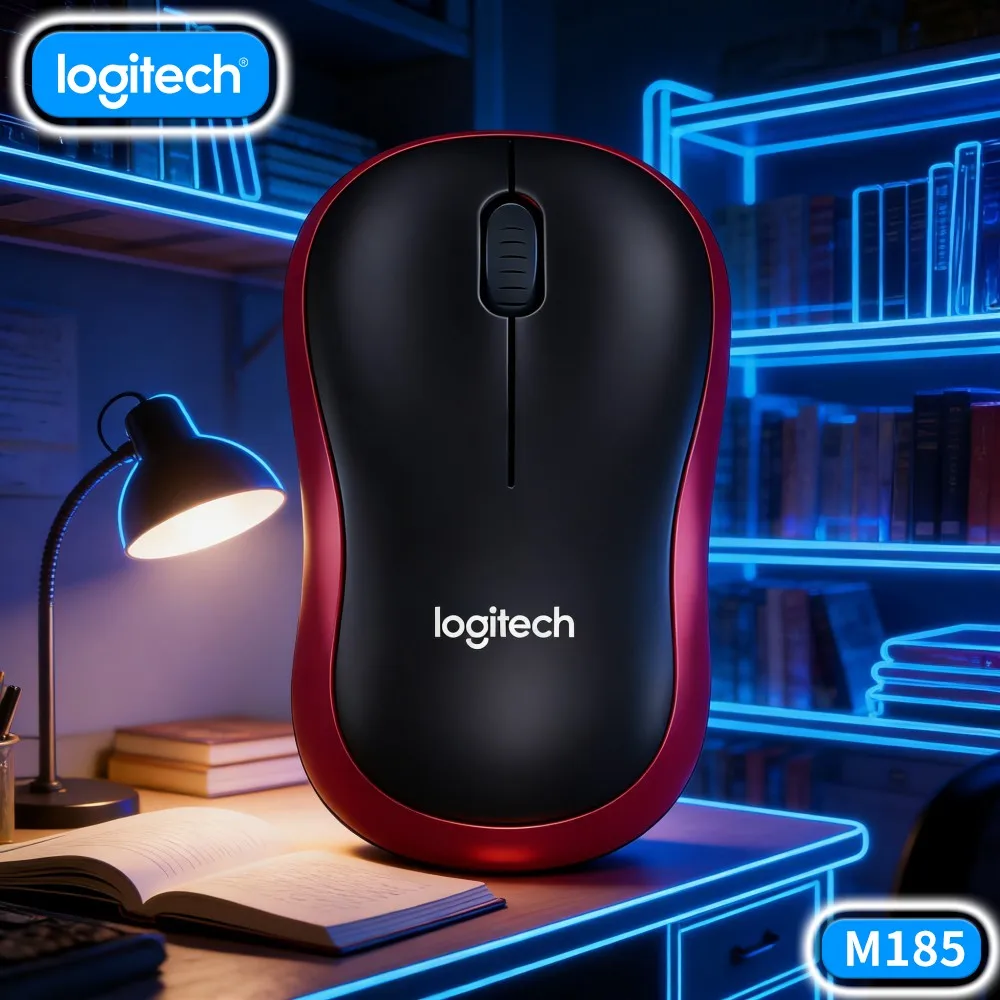 Logitech M185 Portable Home Office Wireless Mouse Lightweight Compact Design 10M Range 12-Month Battery Nano Receiver