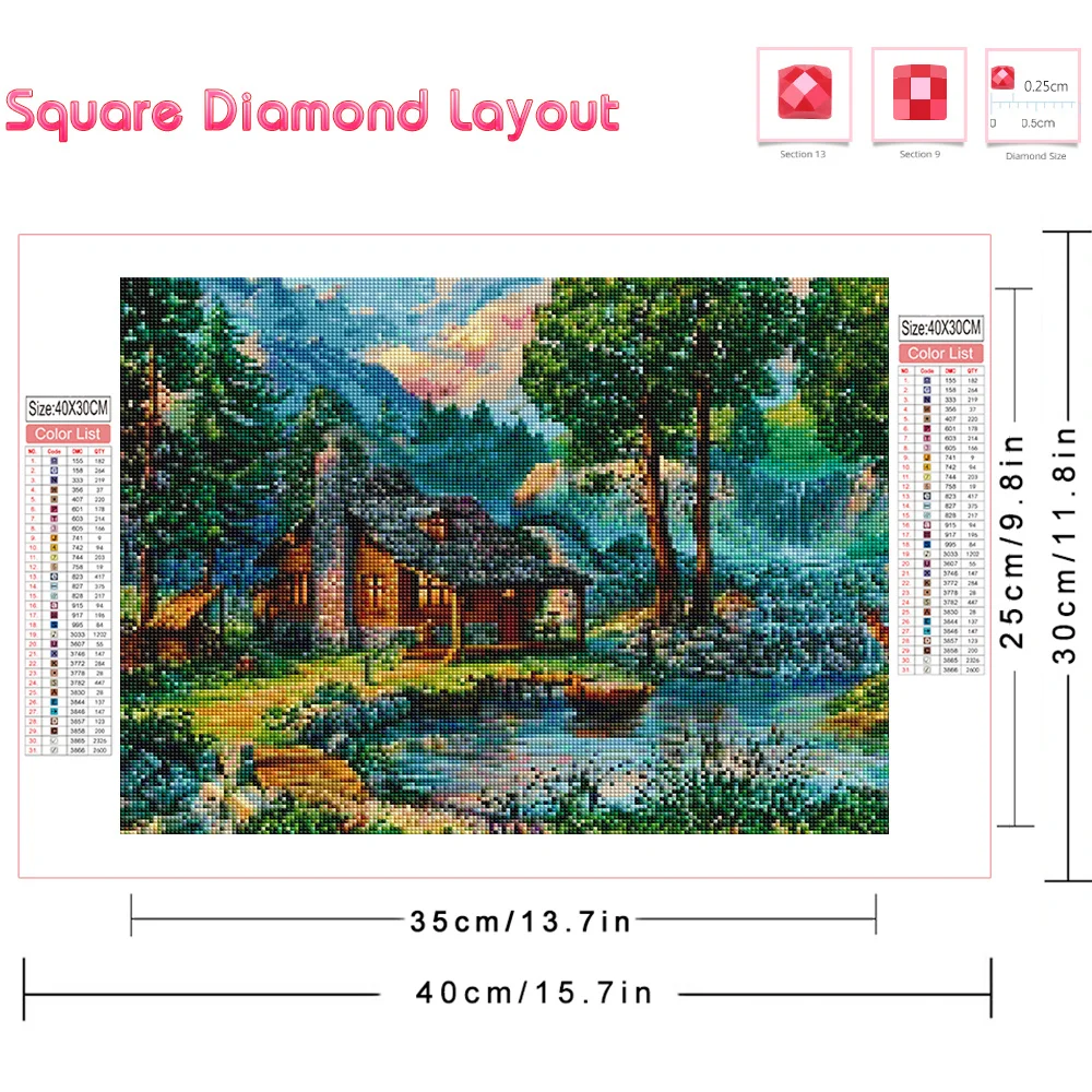 Huacan New Arrivals Diamond Painting Landscape Diy Diamond Mosaic House Handmade Gift Art Home Decoration Craft Kit