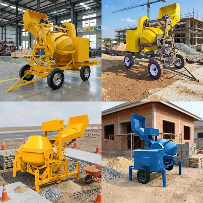 Mobile Concrete Mixer 400L Large Wheel 4KW Motor 6M H Output Portable Cement Mixer Convenient for On Site Operation