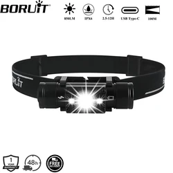 BORUiT-faro delantero LED HP300, 7 modos, potente, tipo C, recargable, 18650, resistente al agua, para Camping y caza