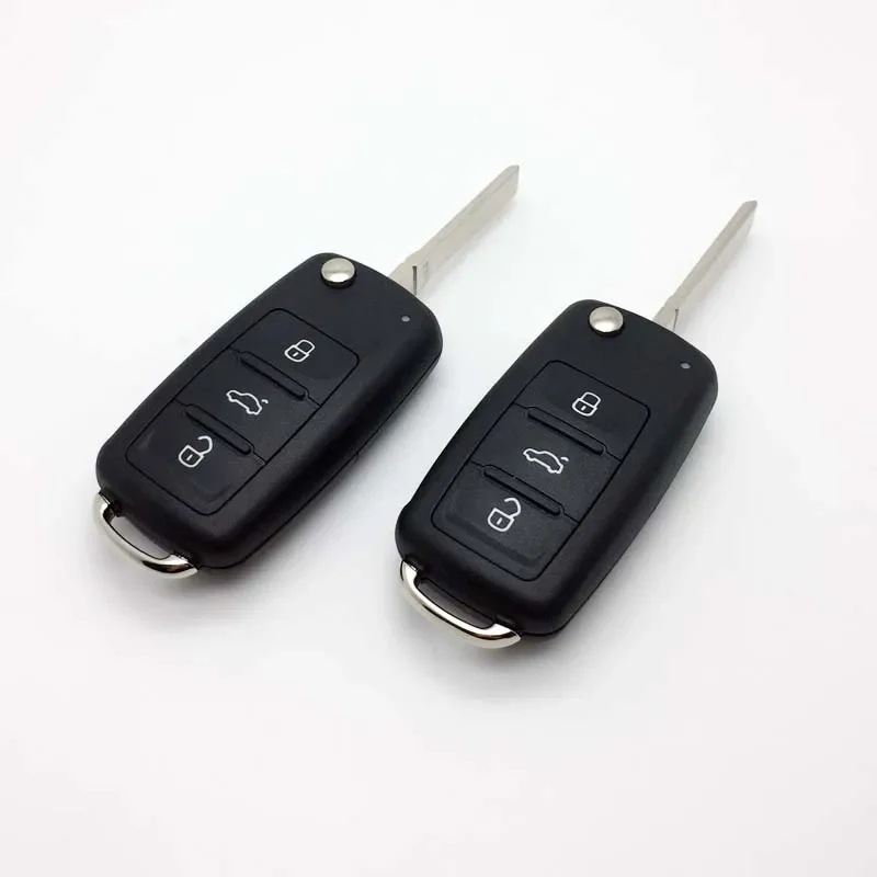 

NEW 3 Button Flip Fob Remote Folding Key Shell for VW VOLKSWAGEN Tiguan Golf Sagitar Polo MK6 Uncut Blade Fob with logo