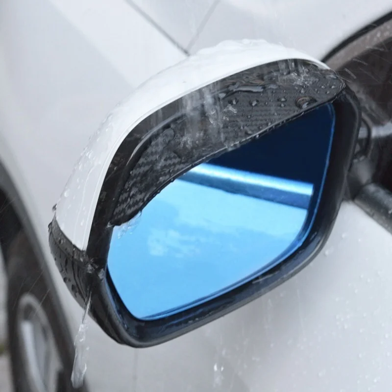 2PCS Car Rearview Mirror Rain Eyebrow Visor Carbon Fiber Side for Car Window Rain Protector Dacia Spring Kia Rio 4 Honda Jazz