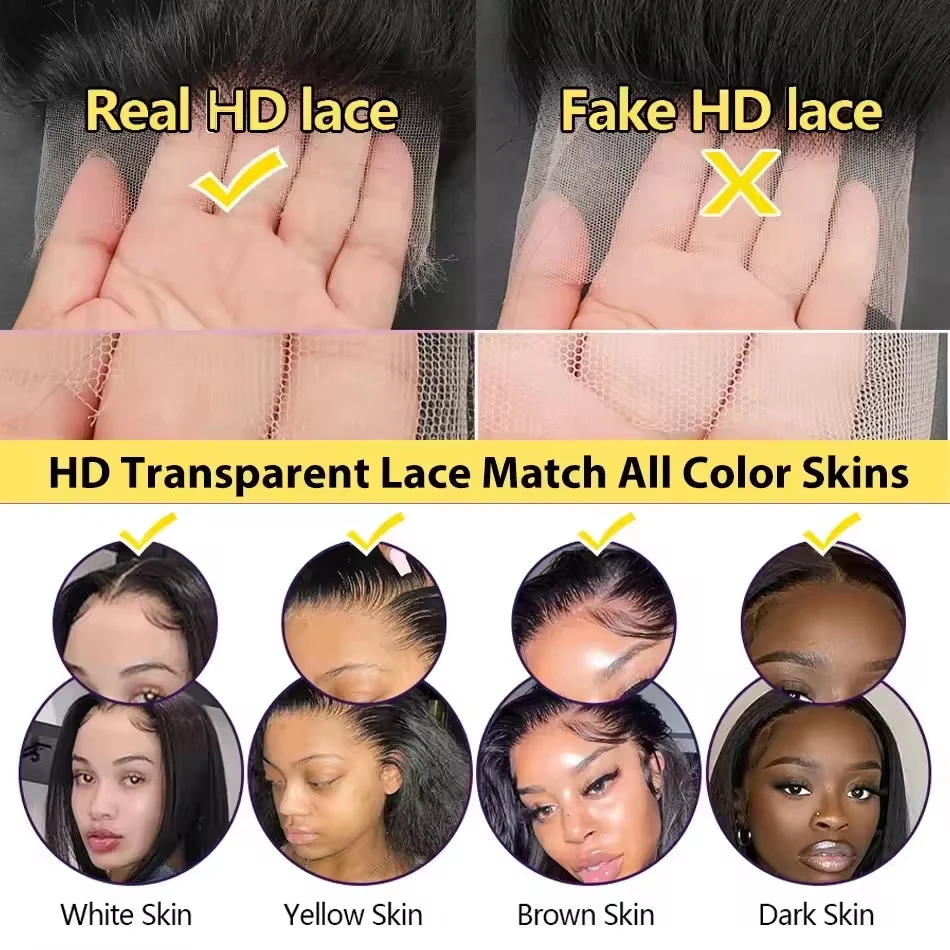 HD 40 Inches 250% 5x5 Glueless Ready To Wear Closure Burmese Remy Human Hair 13x6 Lace Front Human Hair Wigs Transparent Body Wave 13x4 Lace Frontal Wig image 7