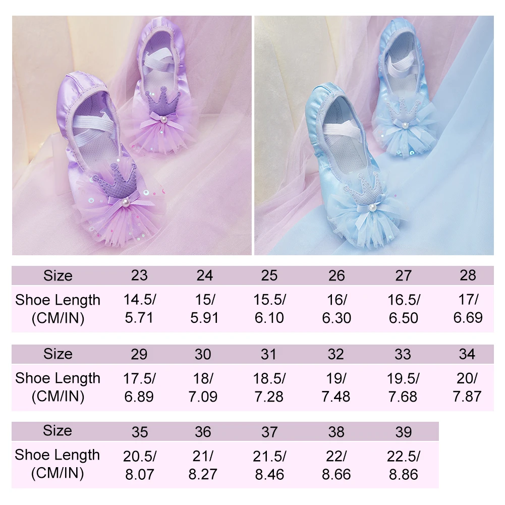 Satin Crown Lace Ballet Shoes Girls\' Dancing Shoes Soft Sole Professional Training Shoes Yoga Body Training Cat Claw Shoes