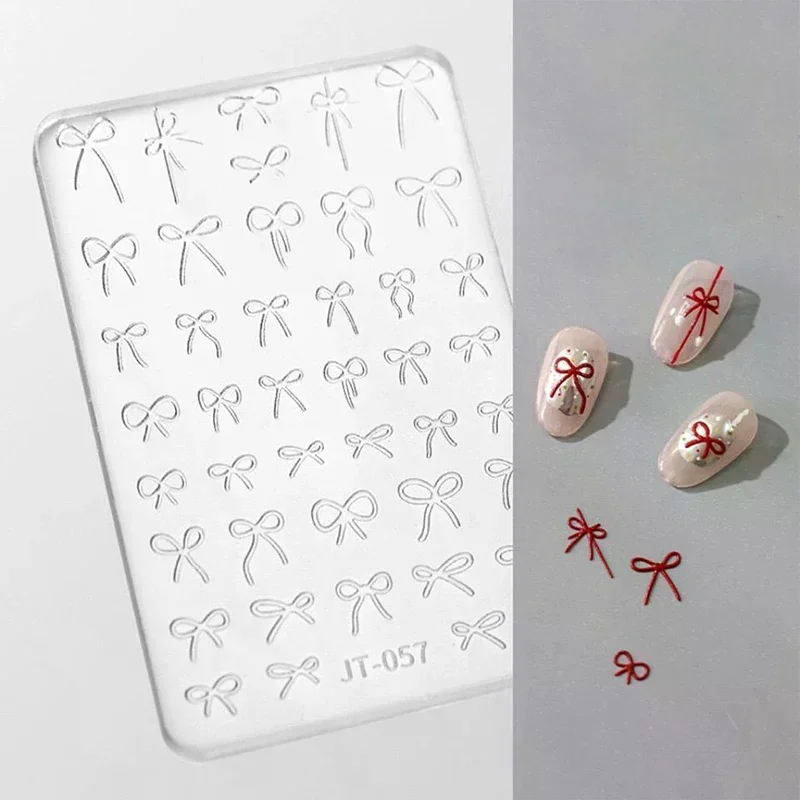 Bowknot Mold 3D Carving Stamping Plates Manicure Art Decorations DIY Design Silicone Nail Art Mold Template For Nail Charms