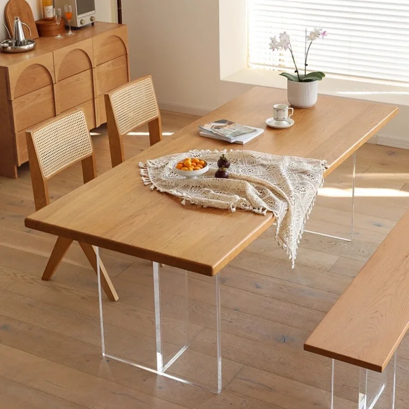 

Solid wood cherry wood dining table long table Japanese-style simple desk dual-purpose Nordic style suspension large