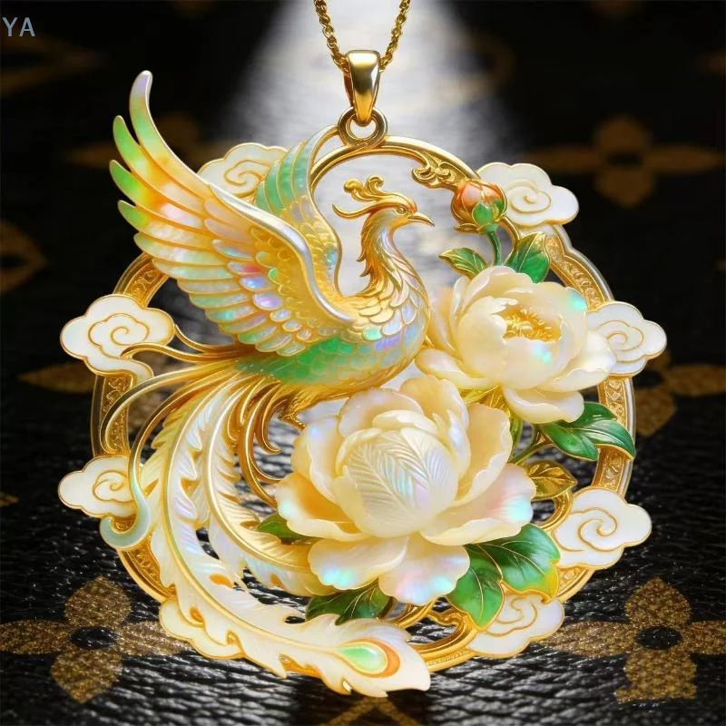 【SA】【AN】1Pcs Exquisite Nine Tailed Fox Peony Pendant Necklace Fashion Jewelry Accessories Gift For Friends Women Daily Party