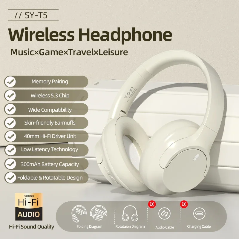 

Sooyn Choice For Portable Audio headset bluetooth Usage time 20 hours Rice white pink black blue noise reduction SY-T5 LZ-C18